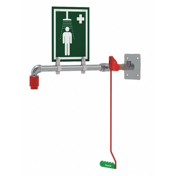 Hughes Safety Showers Drench Shower, Wall Mount, Galvanized Pipes - 23GH