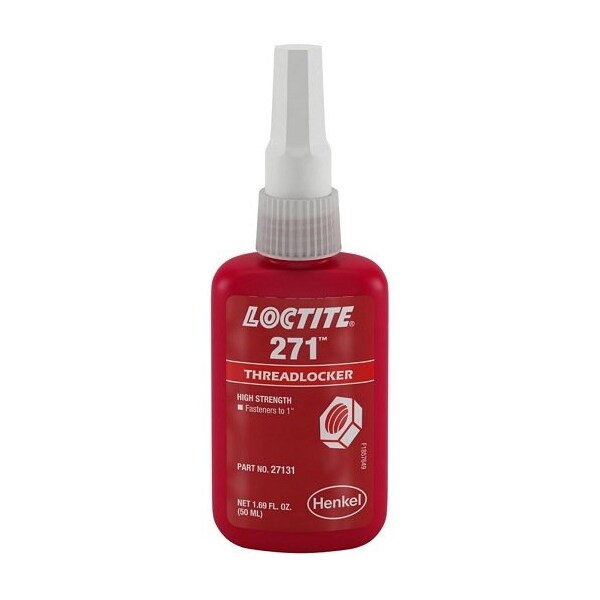 Henkel Anaerobic Threadlocker, Large Bolt and Stud, Bottle, 50 Ml - 271 RED 50ML IDH 135381