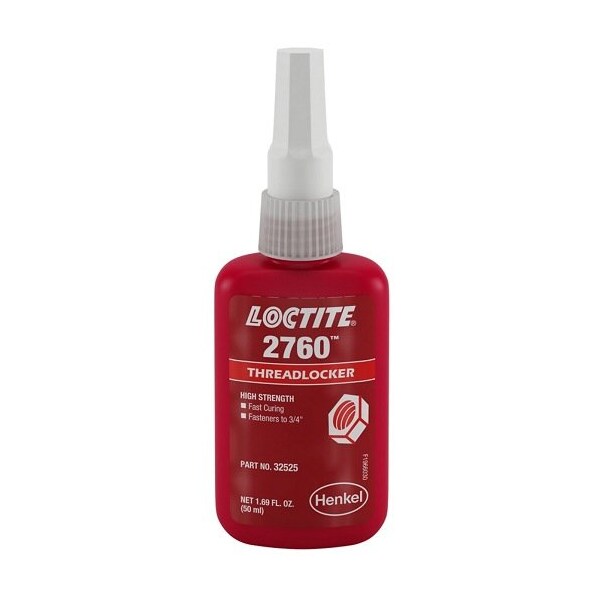 Henkel Anaerobic Threadlocker, Primerless, Bottle, 50 Ml - 2760 RED 50ML IDH 303440