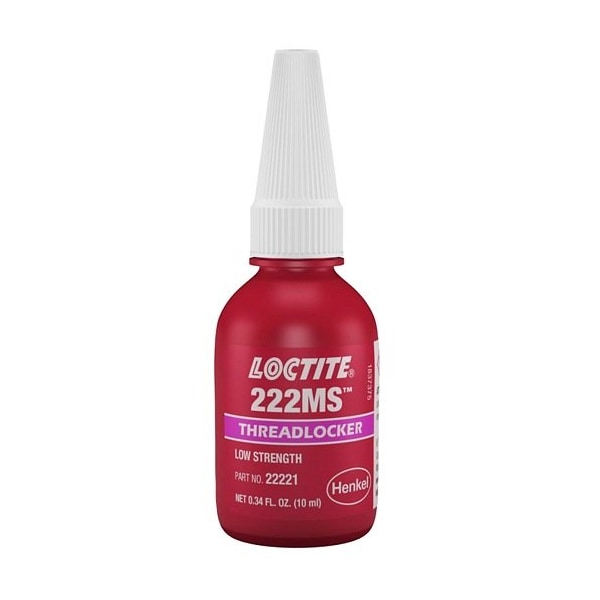 Henkel Anaerobic Threadlocker, Small Screw, Bottle, 10 Ml - 222MS 10ML IDH 135333
