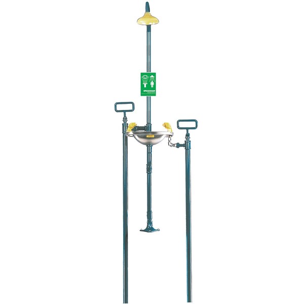 Speakman Emergency Shower Combination, 93.75 H, Stainless Steel Bowl, Green - SE-609