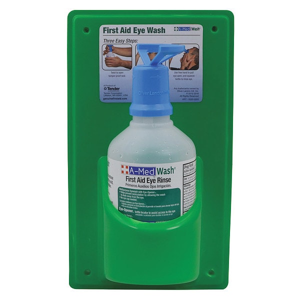 A-Med Eye Wash Station, Acrylic, Clear, 16 oz. - 5020-0272