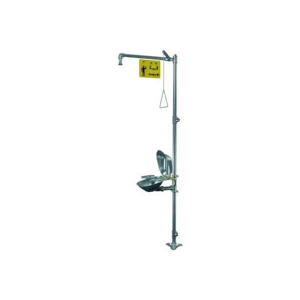 Bradley Bradley S19314SC Halo Stainless Steel Eye-Face Wash, Bowl Cover and Showerhead, 1-1/4" Water Supply - S19314SC