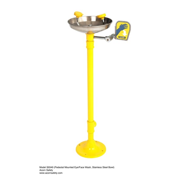 Acorn Controls Pedestal-Mounted Eyewash Station with Stainless Steel Bowl - S0340