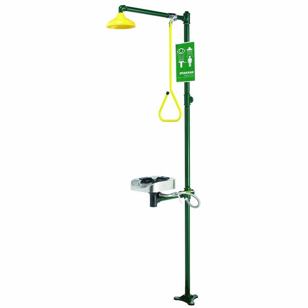 Speakman Optimus SE-1250 Eye And Face Wash SS Bowl Combination Emergency Shower System with Scald Protection - SE-1250-SPV