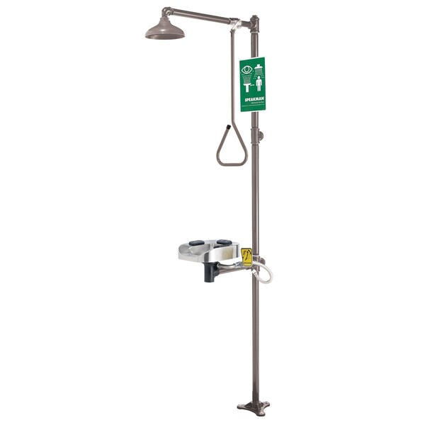 Speakman Emergency Shower Combination, 0.0 H, Stainless Steel Bowl, Chrome - SE-1255-HFO