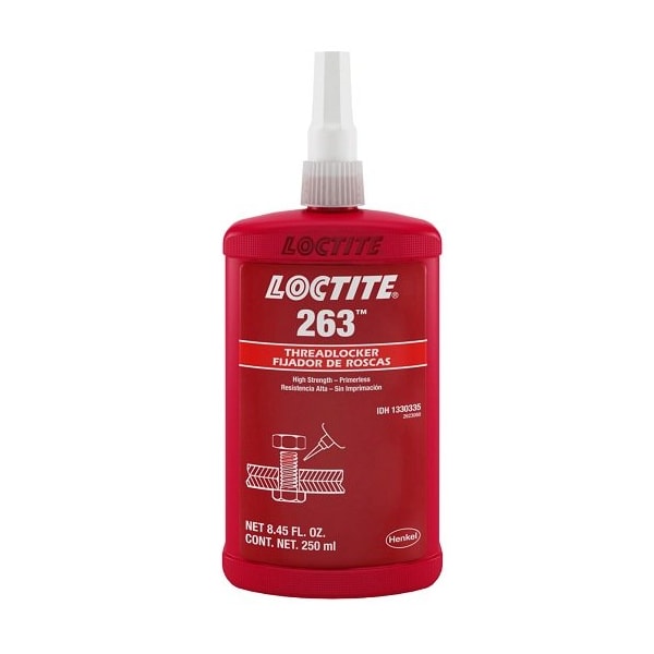 Henkel Anaerobic Threadlocker, Primerless, Bottle, 250 Ml - 263 RED 250ML IDH 1330335