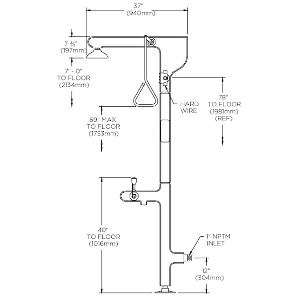 Speakman SS Heat Traced Combo Emergency Shower & Eye/face Wash W/ Top Supply - SE-7001-SS