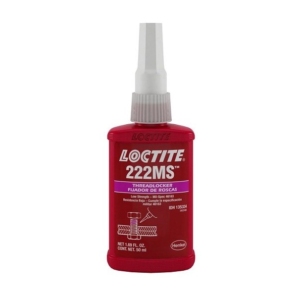 Henkel Anaerobic Threadlocker, Small Screw, Bottle, 50 Ml - 222MS 50ML IDH 135334