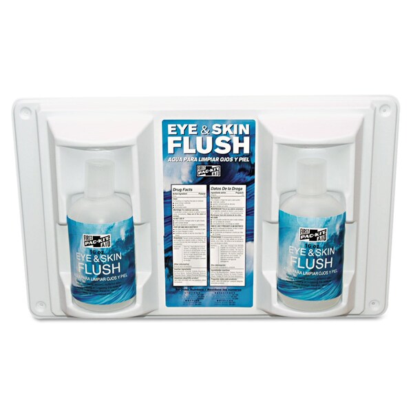 Pac-Kit Twin Bottle Eye Flush Station, 16 oz Bottles, 2 Bottles/Station - 579-24-102