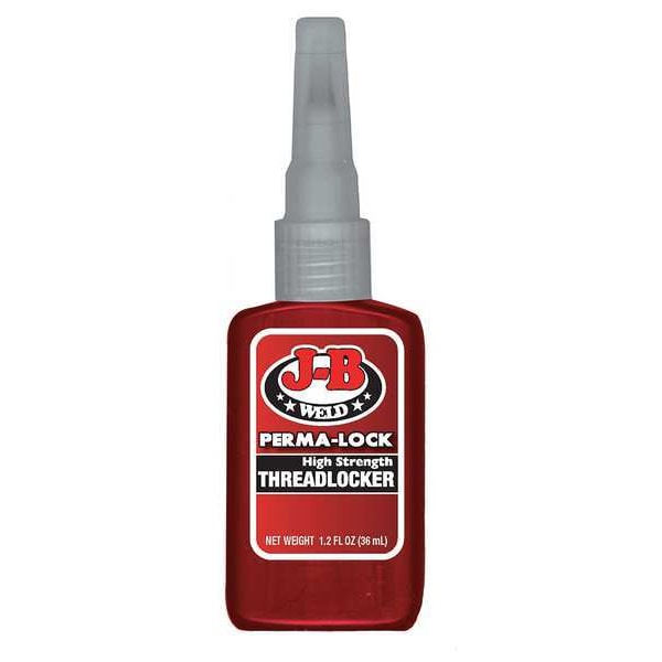 J-B Weld Threadlocker, J-B WELD Perma-Lock, Red, High, Liquid, 1.22 fl oz, Bottle - 27136