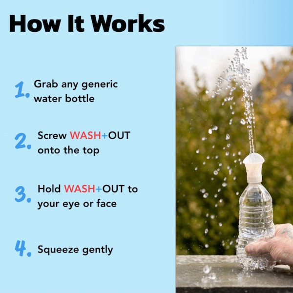 Wash+Out Eye Rinse Cup: Screws onto a Water Bottle, Comfortable & Easy-to-Use First Aid Eye Care, 10PK - 5001-10