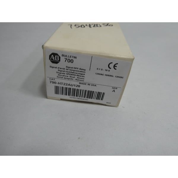 Allen Bradley RETRASO DE APAGADO DE SEÑAL 120/240V-CA 28V-CC RELÉ DE CONEXIÓN - 700-HT22AU120