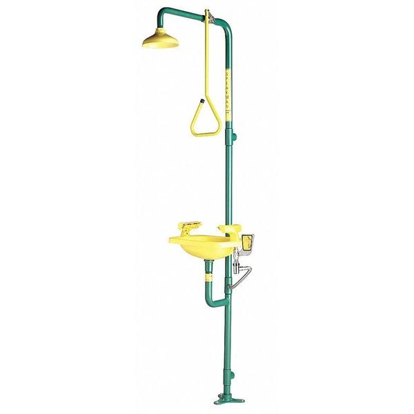 Speakman Emergency Shower Combination, Floor Mount, Stainless Steel Pipe, 93.75 H, Stainless Steel Bowl - SE-625