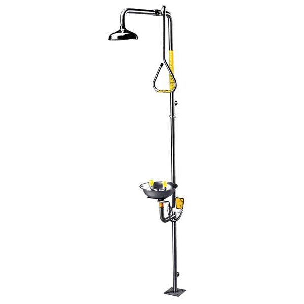 Speakman Emergency Shower Combination, Floor Mount, Stainless Steel Pipe, 93.75 H, Stainless Steel Bowl - SE-625
