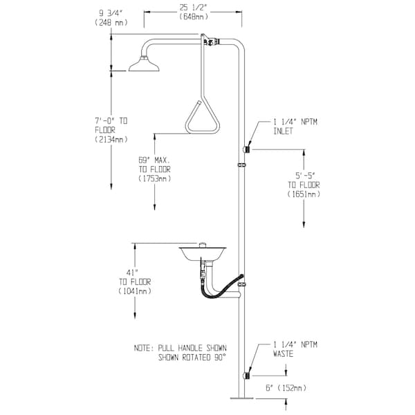 Speakman Emergency Shower Combination, 93.75 H, Stainless Steel Bowl, Chrome - SE-623-HFO