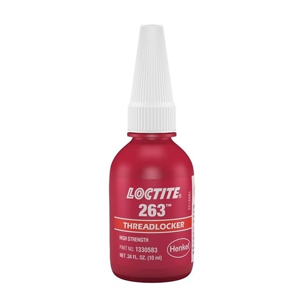 Henkel Anaerobic Threadlocker, Primerless, Bottle, 10 Ml - 263 RED 10ML IDH 1330583