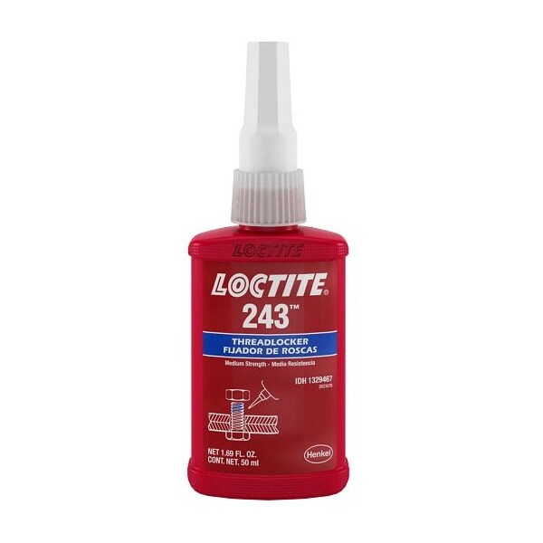 Henkel Anaerobic Threadlocker, Primerless, Bottle, 50 Ml - 243 50ML IDH 1329467