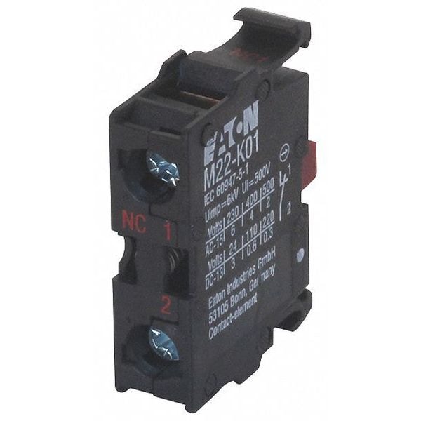 Bloque de contacto Eaton, tornillo, negro, 22mm, 1NC - M22-K01