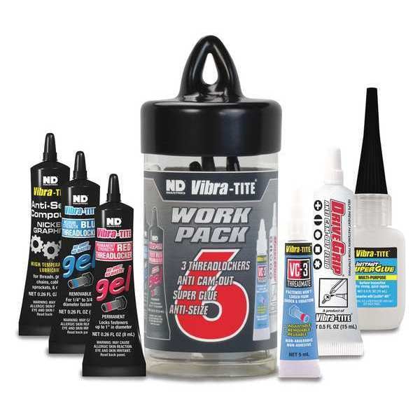 Vibra-Tite Threadlocker Work Pack Kit, Threadlockers, Anti Cam-Out, Anti-Seize Compound, Super Glue, Lubricants - 27007