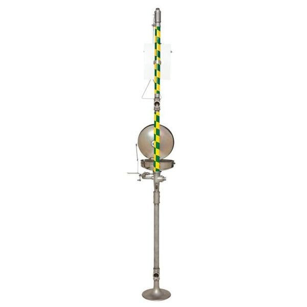 Haws Shower with Eyewash, Floor Mount, Stainless Steel Pipe, 95 1/4 in H, Stainless Steel Bowl - 8330