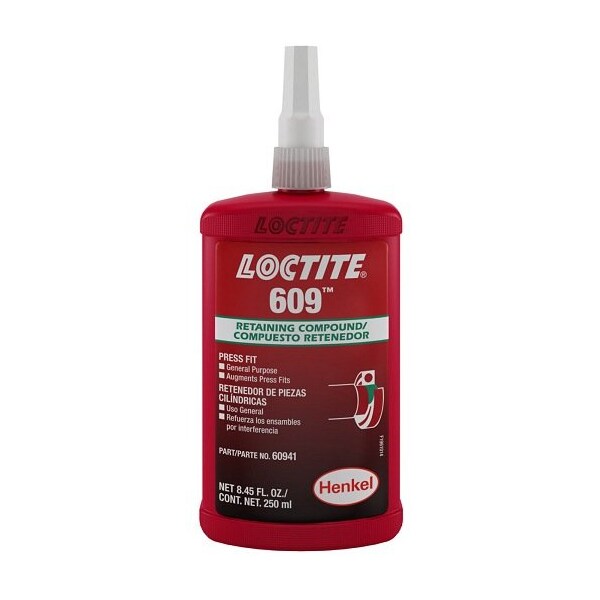 Henkel Anaerobic Retainer, Retaining Compound, Cylindrical Part, Cylindrical Press Fit General Purpose - 609 250ML IDH 135513
