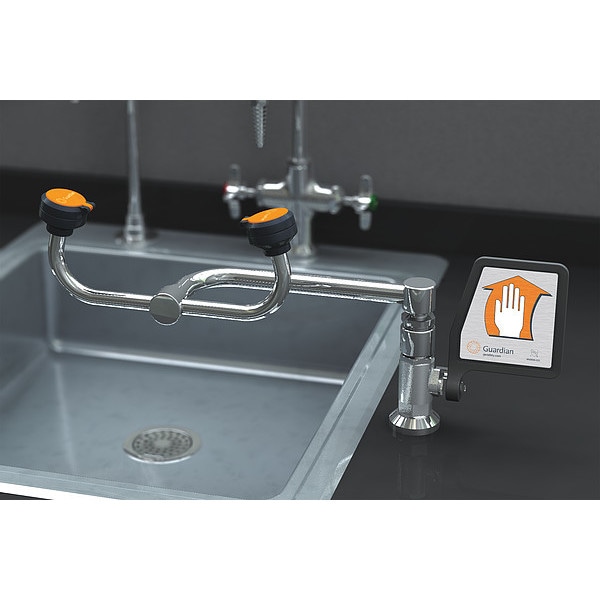 Guardian Equipment Plumbed Eyewash, Counter Mount, Plumbed, 8 1/4 in H., 17 5/12 in W - G1806