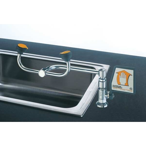Guardian Equipment Plumbed Eyewash, Counter Mount, Plumbed, 8 1/4 in H., 17 5/12 in W - G1806
