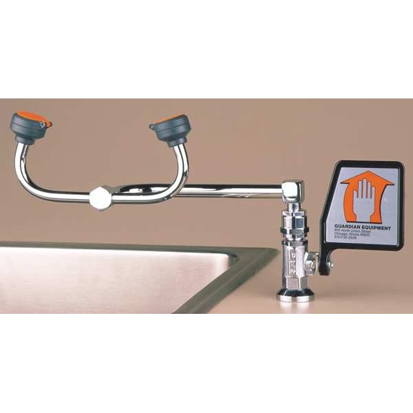 Guardian Equipment Plumbed Eyewash, Counter Mount, Plumbed, 8 1/4 in H., 17 5/12 in W - G1806