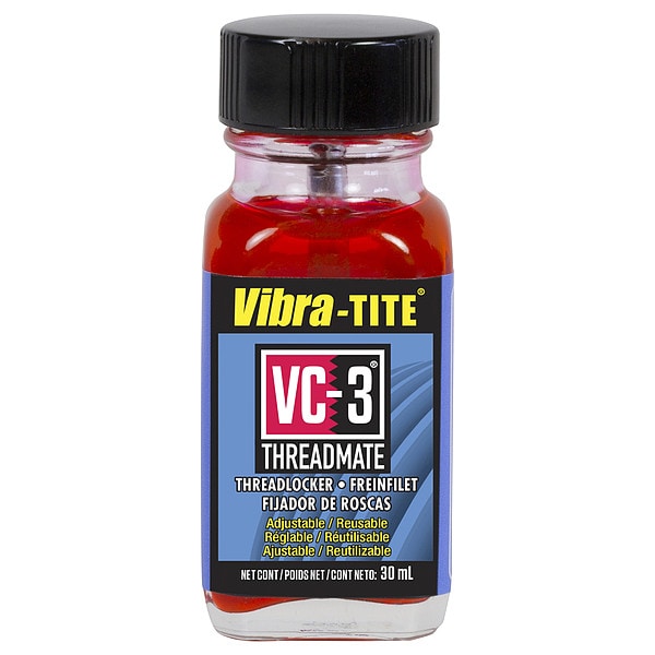 Vibra-Tite Reusable Threadlocker, VIBRA-TITE VC-3, Red, High, Liquid, 1.01 fl oz, Bottle - 21330