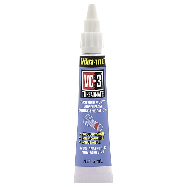 Vibra-Tite Reusable Threadlocker, VIBRA-TITE VC-3, Red, High, Liquid, 0.16 fl oz, Tube - 21305