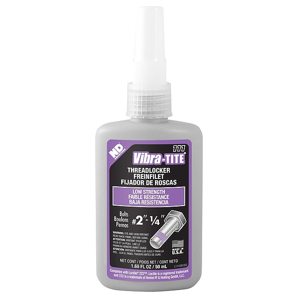 Vibra-Tite Threadlocker, VIBRA-TITE 111, Purple, Low Strength, Liquid, 50 mL Bottle - 11150