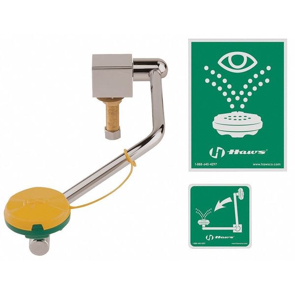 Haws Plumbed Eyewash, Counter Mount, Plumbed, 17 in H., 8 1/6 in W - 7610