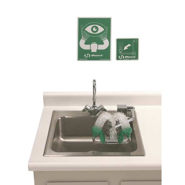Haws Plumbed Eyewash, Counter Mount, Plumbed, 17 in H., 8 1/6 in W - 7610