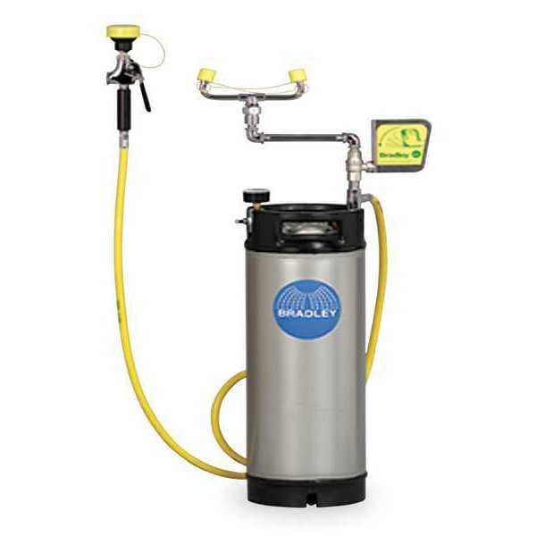 Bradley Pressurized Portable Eyewash, Pressurized, 5 gal Tank Capacity, Portable, 26 in H., 9 in W - S19-672