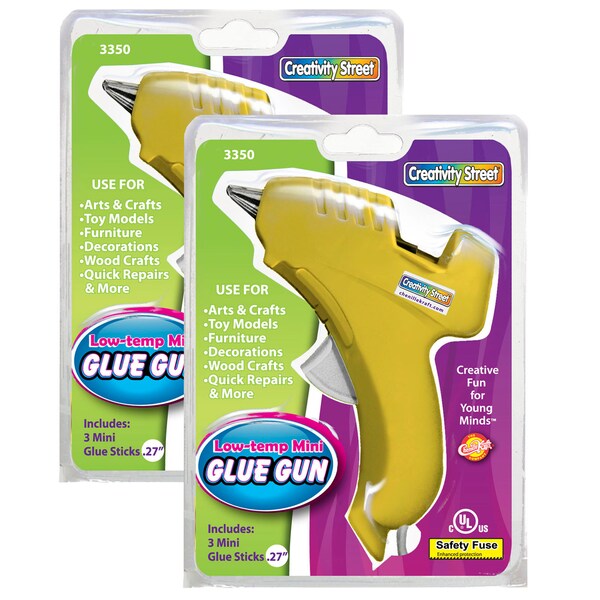 Creativity Street Yellow Low-Temp Mini Glue Gun + 3 Glue Sticks Per Pack, PK2 - PAC3350