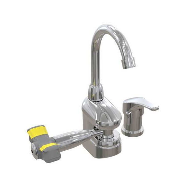 Bradley Plumbed Eyewash, Brass, Silver, For Use With, Emergency Eyewash - S19-505M