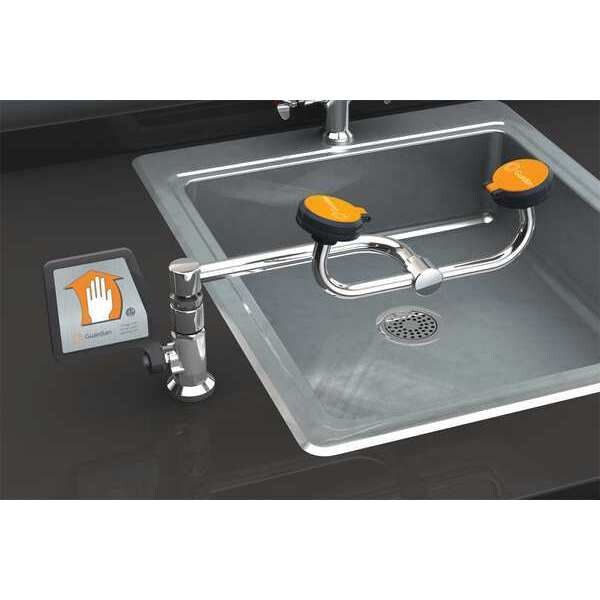 Guardian Equipment Plumbed Eyewash, Counter Mount, Plumbed, 8 1/4 in H., 17 5/12 in W - G1775LH