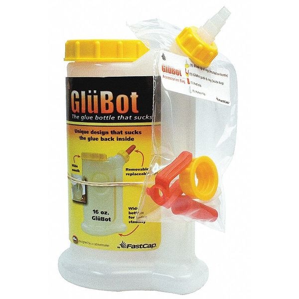 Fastcap Glue Dispenser, Yellow/White, 16 oz, Plastic - GB.GLUBOT.YB
