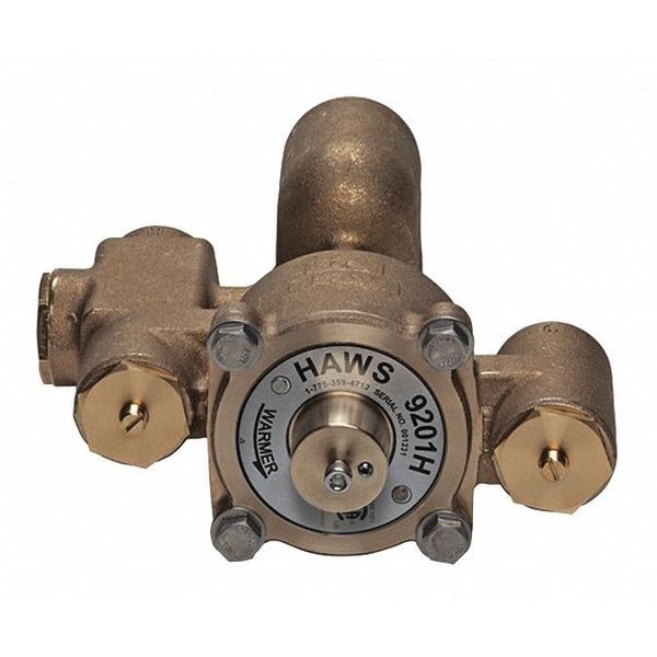 Haws Emergency Mixing Valve, Brass, Yellow, For Use With, Eyewashes, Showers - 9201H