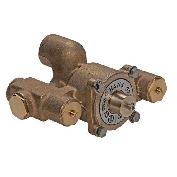 Haws Emergency Mixing Valve, Brass, Yellow, For Use With, Eyewashes, Showers - 9201H