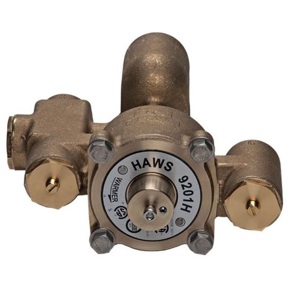 Haws Emergency Mixing Valve, Brass, Yellow, For Use With, Eyewashes, Showers - 9201H