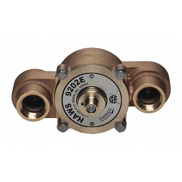 Haws Emergency Mixing Valve, Brass, Yellow, For Use With, Eyewashes, Showers - 9202E