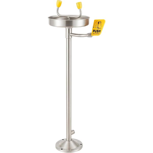 Global Industrial Emergency Eyewash Station, Pedestal Mount, Stainless Steel - 708382SS