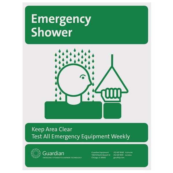 Guardian Equipment Sign, Shower, Ge, Plastic, Green - 250-009G