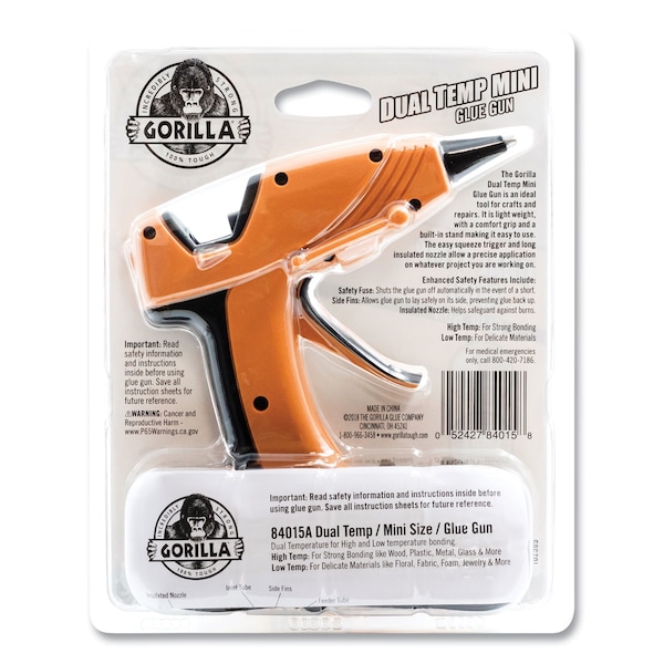 Gorilla Glue Dual Temp Mini Hot Glue Gun, Orange/Black - 8401502
