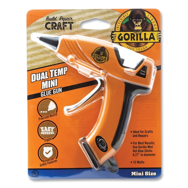 Gorilla Glue Dual Temp Mini Hot Glue Gun, Orange/Black - 8401502