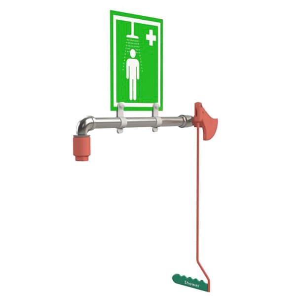 Hughes Safety Showers Drench Shower, Ring Mount, Stainless Steel Pipes - 23GS