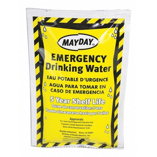 Mayday Emergency Drinking Water Pouch, 4.22 oz, Pack of 100 - 73011