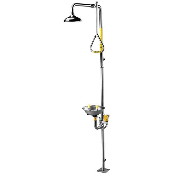 Speakman Emergency Shower Combination, Floor Mount, Stainless Steel Pipe, 93.75 H, Stainless Steel Bowl - SE-626